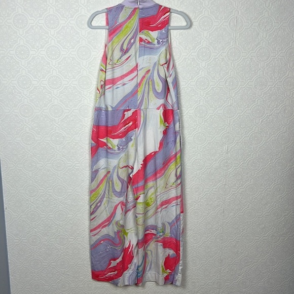 Nike Jumpsuit Pastel Watercolors Neon Artsy Fleece Mock Neck Sleeveless Pink - Picture 9 of 9